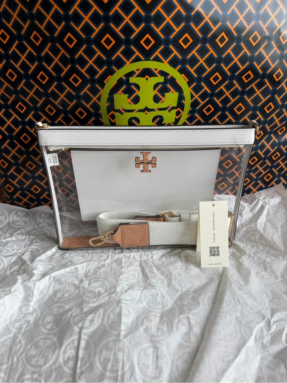 Tory Burch Blake Clear Swingpack Crossbody Bag Clear Optic White